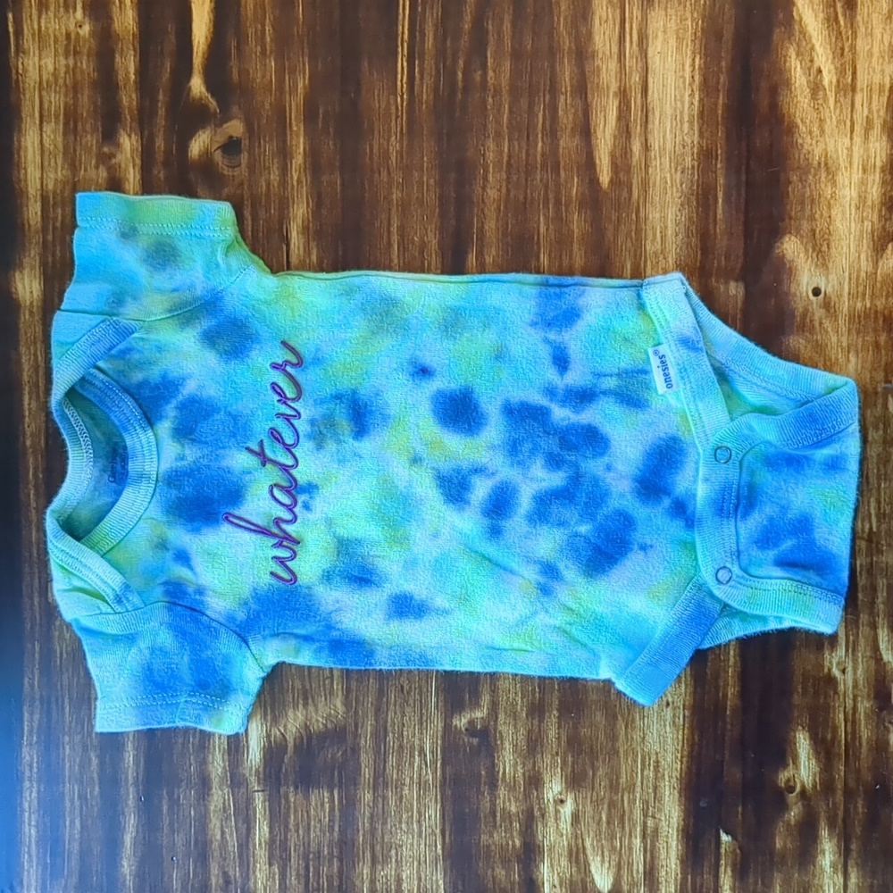 Blue Green Whatever Tie Dyed Baby Onesie 0-3m